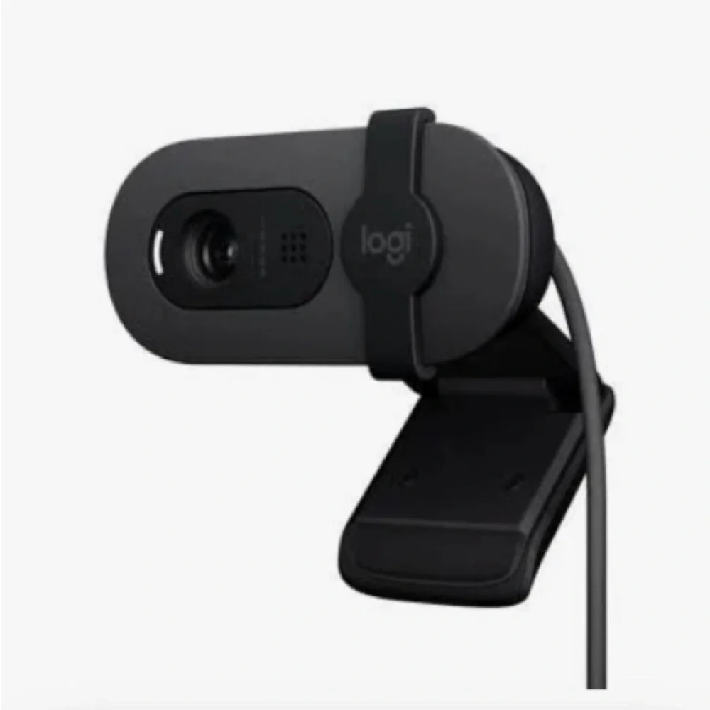 Logitech Black Webcam with Adjustable Clip and Privacy Shutter